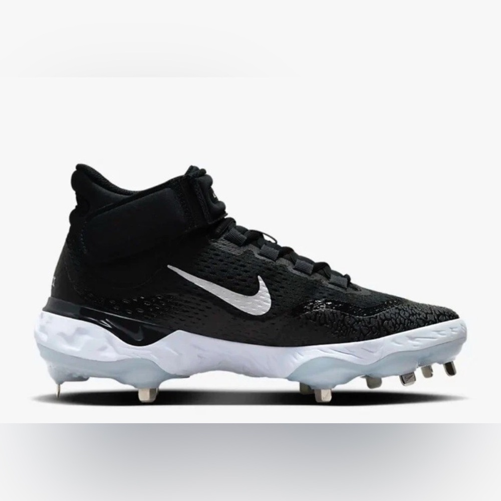 New Nike Alpha Huarache Elite 4 Mid Black Baseball Cleats DJ6520-001 Size 12 - Picture 3 of 10